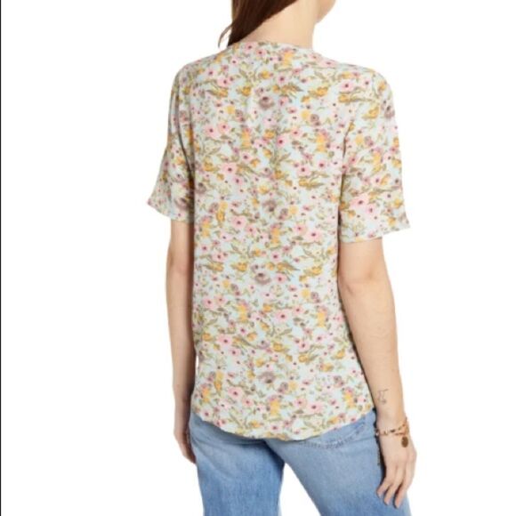 Something navy floral button down top XXS - Picture 2 of 8